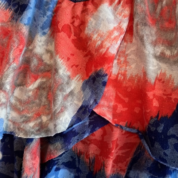 Women’s tank top. Bright blues, oranges, grey & white - Picture 3 of 6